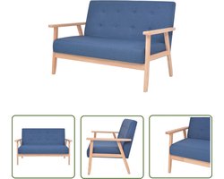vidaXL Sofa - Tweezitsbank - Tweezitsbank stof blauw - Banks Kopen - Lounge Set - Salontafel