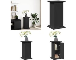 vidaXL Sokkel met opbergruimte 31x30x60 cm bewerkt hout zwart - Sokkel - Sokkels - Zuil - Pilaar