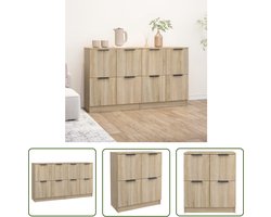 vidaXL Sonomapine - Dressoirs - Dressoirs 2 st 60x30x70 cm bewerkt hout sonoma eikenkleurig - Houten Dressoirs - Salontafel - Tv Tafel