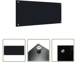 vidaXL Spatbord Keuken - Keuken Spatscherm - Spatscherm keuken 90x40 cm gehard glas zwart - Glazen Spatscherm - Zwarte Keukenaccessoires - Keukenglas