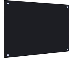 vidaXL - Spatscherm - keuken - 70x50 - cm - gehard - glas - zwart