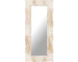 vidaXL - Spiegel - 110x50 - cm - massief - mangohout - wit