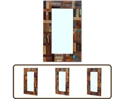 vidaXL Spiegel - 80x50 cm - Gerecycled hout & glas Retro Spiegel - Wandspiegel - Badkamer Spiegel - Makeup Spiegel - Vintage Spiegel