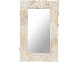 vidaXL - Spiegel - 80x50 - cm - massief - mangohout - wit