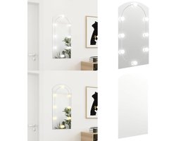 vidaXL Spiegel met LED-verlichting boog 90x45 cm glas - Wandspiegel Met LED-verlichting - Wandspiegels Met LED-verlichting - Wandspiegel Met LED - Spiegel Met Ledverlichting