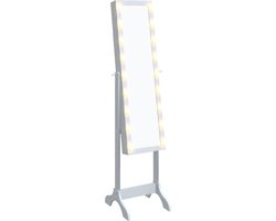 vidaXL - Spiegel - vrijstaand - met - LED's - 34x37x146 - cm - wit