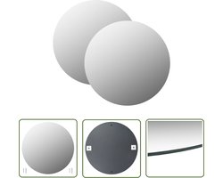 vidaXL Spiegel - Wandspiegel - Wandspiegels 2 st rond 60 cm glas - Design Spiegel - Vintage Spiegel - Zilveren Spiegel