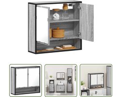 vidaXL Spiegelkast - Badkamerspiegelkast - Badkamerspiegelkast 65x20x60 cm bewerkt hout grijs sonoma eiken - Badkameropbergruimte - Badkamerdecoratie - Grijze Badkamer