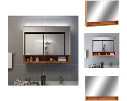 vidaXL Spiegelkast - Spiegelkasten - Badkamerspiegelkast - Badkamerspiegelkasten - Badkamerspiegelkast LED 80x15x60 cm MDF eikenkleurig