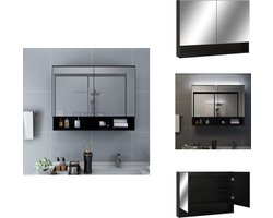 vidaXL Spiegelkast - Spiegelkasten - Badkamerspiegelkast - Badkamerspiegelkasten - Badkamerspiegelkast LED 80x15x60 cm MDF zwart