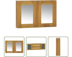 vidaXL Spiegelkast - Wandspiegel - Spiegelkast 60x10x40 cm massief teakhout - Teak Meubilair - Vintage Spiegel - Badkamer Accessoires