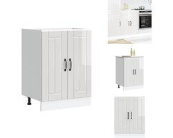 vidaXL Spoelbak Onderkast - Spoelbak Onderkasten - Keuken Onderkast - Gootsteen Onderkast - Spoelbakonderkast Lucca bewerkt hout hoogglans wit