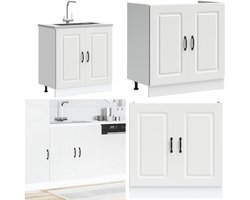 vidaXL Spoelbakonderkast Kalmar 80x46x81,5 cm bewerkt hout wit - Spoelbak Onderkast - Spoelbak Onderkasten - Keuken Onderkast - Gootsteen Onderkast