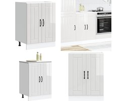 vidaXL Spoelbakonderkast Lucca bewerkt hout hoogglans wit - Spoelbak Onderkast - Spoelbak Onderkasten - Keuken Onderkast - Gootsteen Onderkast