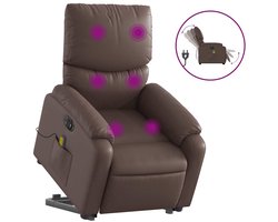 vidaXL - Sta-op-massagestoel - elektrisch - kunstleer - bruin