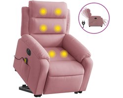 vidaXL - Sta-op-massagestoel - elektrisch - verstelbaar - fluweel - roze