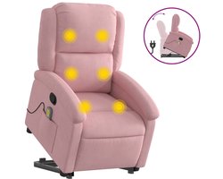 vidaXL - Sta-op-massagestoel - verstelbaar - fluweel - roze