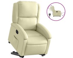 vidaXL - Sta-op-stoel - elektrisch - echt - leer - crèmekleurig