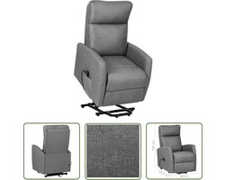 vidaXL Sta Op Stoel - Relaxfauteuil - Sta-op-stoel stof lichtgrijs - Elektrisch Bedienbaar - Ergonomische Stoel - Loungestoel