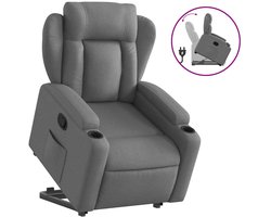 vidaXL - Sta-op-stoel - verstelbaar - stof - donkergrijs