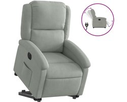 vidaXL - Sta-opstoel - elektrisch - verstelbaar - fluweel - lichtgrijs