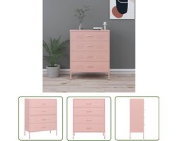 vidaXL Staal Ladekast - Roze Ladekast - Ladekast 80x35x101,5 cm staal roze - Rozenkleurige Commode - Opbergladekast - Salontafel