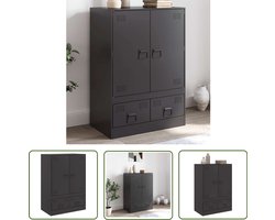 vidaXL Staalkast - Hoge Kast - Hoge kast 67x39x95 cm staal zwart - Opbergkast - Zwarte Kast - Wandkast