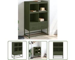 vidaXL Staalkast - Hoge Kast - Hoge kast 68x39x111,5 cm staal olijfgroen - Groene Kast - Opbergkast - Designkast