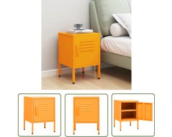 vidaXL Staalkast - Nachtkastje - Nachtkastje 35x35x51 cm staal mosterdgeel - Sidetable - Mustard Yellow Furniture - Vintage Nightstand