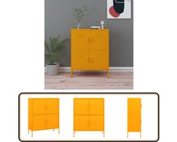 vidaXL Stalen Opbergkast Mosterdgeel - 80x35x101,5 cm Stallen Opbergkast - Opbergkast Geel - Mustard Color - Staal Kast - Industriële Kast