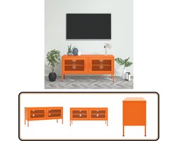 vidaXL Stalen Tv-meubel Oranje 105x35x50 cm Televisieserie - Tv Stand - Tv Tafel - Metalen Tv-tafel - Oranjekleur