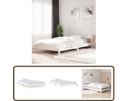 vidaXL Stapelbaar Bed - 100x200 cm - Grenenhout - Wit Stapelbaar Bed - Massief Hout Bed - Grenenhout Bed - Wit Bed - Tweepersoons Bed