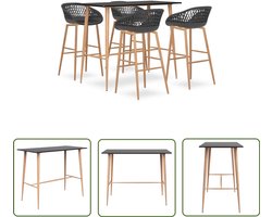 vidaXL Stapelbare Stoelen - Bartafel - 5-delige Barset zwart en grijs - Zwarte Meubels - Industriële Woonstijl - Loungehoek