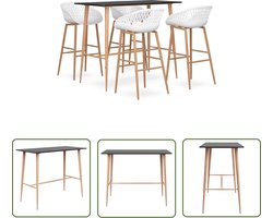 vidaXL Stapelbare Stoelen - Bartafel - 5-delige Barset zwart en wit - Houten Meubels - Loungemeubel - Kookeiland