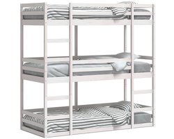 vidaXL - Stapelbed - 3-persoons - massief - grenenhout - wit - 75x190 - cm