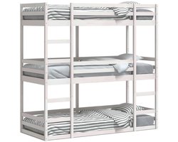 vidaXL - Stapelbed - 3-persoons - massief - grenenhout - wit - 90x190 - cm