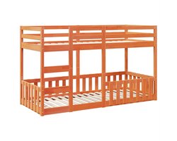 vidaXL - Stapelbed - massief - grenenhout - wasbruin - 90x200 - cm