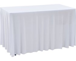 vidaXL Statafelhoezen - Tafelhoezen - 2 st Tafelhoezen stretch met rok 243x76x74 cm wit - Partydecoratie - Eventdekking - Tafelkleden