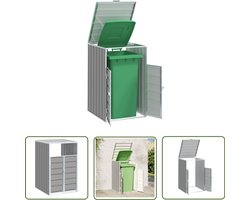 vidaXL Stevige Containeropslag - Container Berging - Containerberging voor 1 container 72x81x115 cm staal grijs - Buitenschrank - Vuilnisbak Kast - Afvalcontainer Opslag