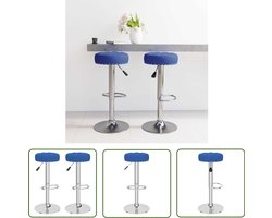 vidaXL Stoel - Barkrukken - Barkrukken 2 st stof blauw - Barstoel - Lounge Stoel - Comfortabele Stoel
