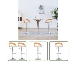 vidaXL Stoel - Barstoel - Barkrukken 2 st kunstleer en gebogen hout crèmekleurig - Lounge Stoel - Eetkamerstoel - Kookeiland Stoel