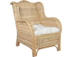vidaXL - Stoel - met - kussen - natuurlijk - rattan - en - linnen