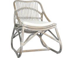 vidaXL - Stoel - rattan - en - linnen - grijs