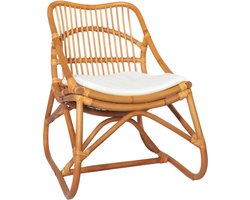 vidaXL - Stoel - rattan - en - linnen - lichtbruin
