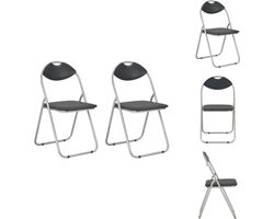 vidaXL Stoel - Stoelen - Klapstoel - Klapstoelen - Eetkamerstoelen inklapbaar 2 st kunstleer zwart