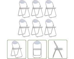 vidaXL Stoel - Stoelen - Klapstoel - Klapstoelen - Eetkamerstoelen inklapbaar 6 st kunstleer wit