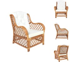 vidaXL Stoel - Stoelen - Natuurlijk Rattan Stoel - Natuurlijk Rattan Stoelen - Stoel met kussen natuurlijk rattan en linnen lichtbruin