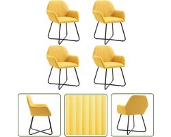 vidaXL Stoelen - Eetkamerstoelen - Eetkamerstoelen 4 st stof geel - Meubels - Interieurdecoratie - Yellow Furniture