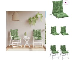 vidaXL Stoelkussen - Stoelkussens - Tuinstoelkussen - Buitenkussen - Stoelkussens 2 st lage rug bladpatroon oxford stof