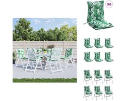 vidaXL Stoelkussen - Stoelkussens - Tuinstoelkussen - Buitenkussen - Stoelkussens 6 st lage rug bladpatroon oxford stof